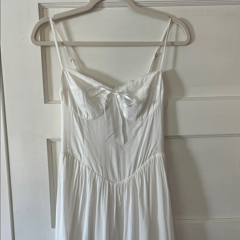 Reformation White Lace-Trimmed Dress